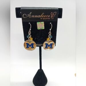 Michigan WOLVERINES Earrings, w/ Swarovski Christallized Accents, Licensed